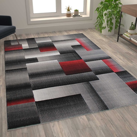 Flash Furniture Red 6' x 9' Modern Color Blocked Area Rug ACD-RGTRZ861-69-RD-GG